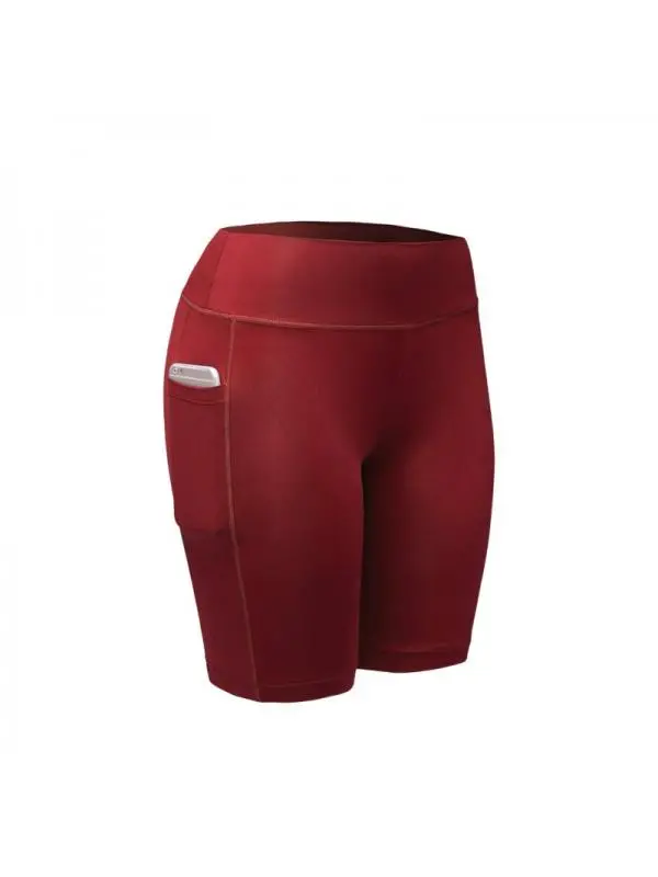 Compression Running Shorts for Women – Yoga-Inspired Short Pants with Secure Pocket