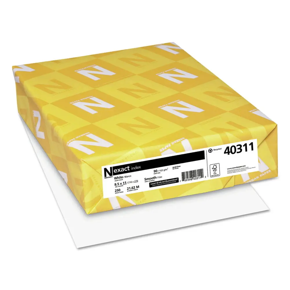 Neenah Wausau Index Card Stock 90 Lb White Copy Paper - 8.5 X 11" - 250 Sheets 1