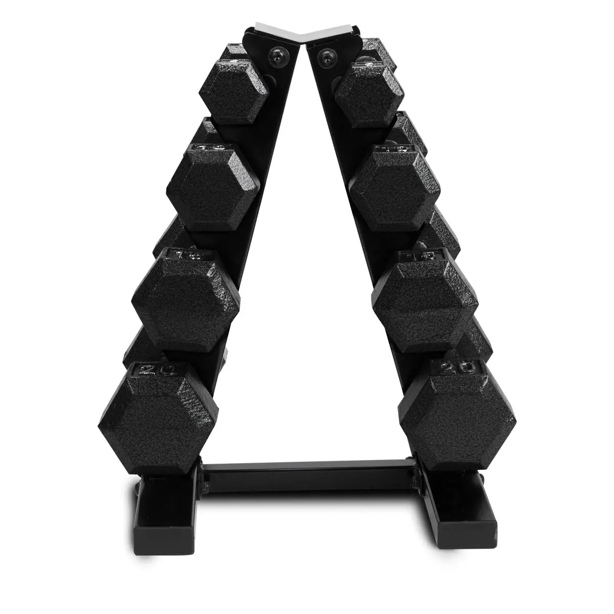 100 Lb Cast Iron Hex Dumbbell Weight Set With Rack 1