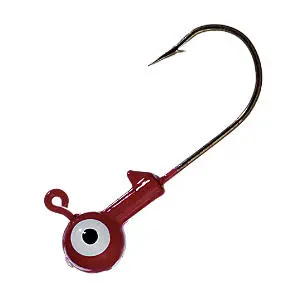 Jig Head 1/16Th Ounce Red With White/Black Eye (10 Ct) 1