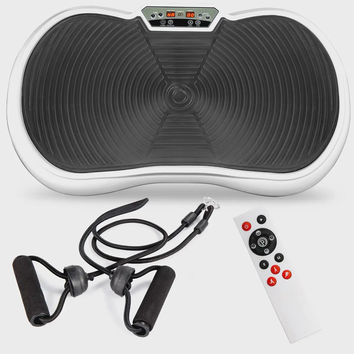 Vibration Plate Exercise Machine Full Body Fitness Platform W/ Resistance Bands 1