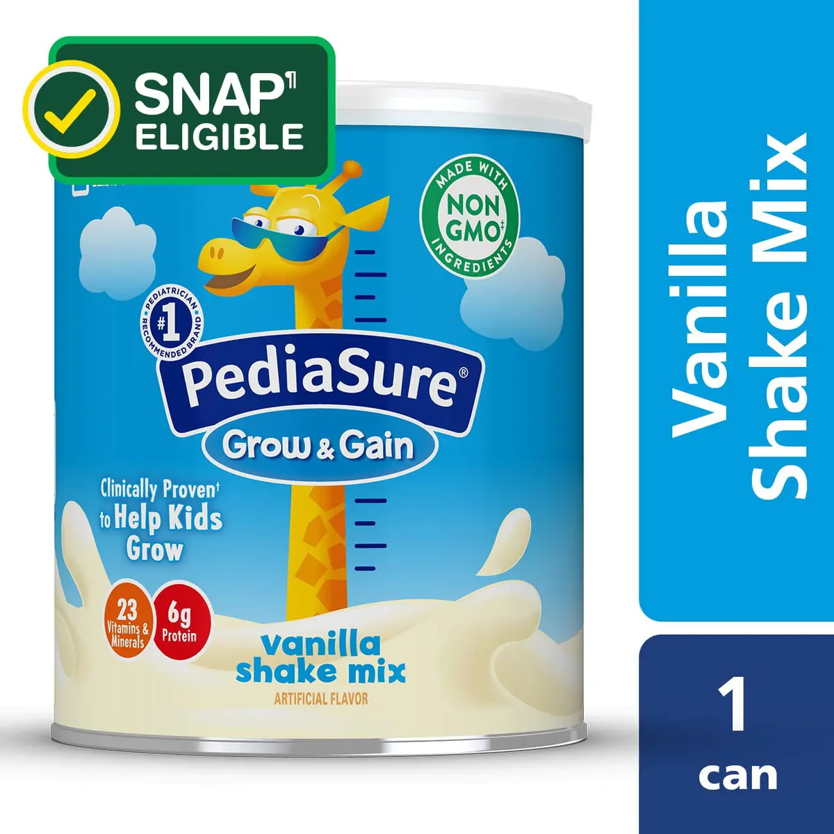 Pediasure Grow & Gain Shake Mix Powder, Vanilla, 14.1 Oz Canister 1