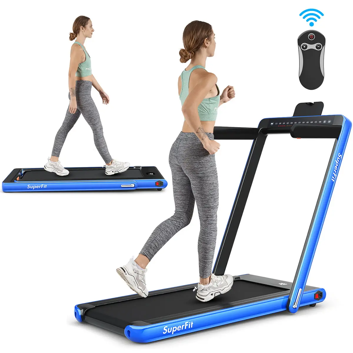 2 In 1 Dual Display Folding Treadmill Jogging Machine W/App Control 1