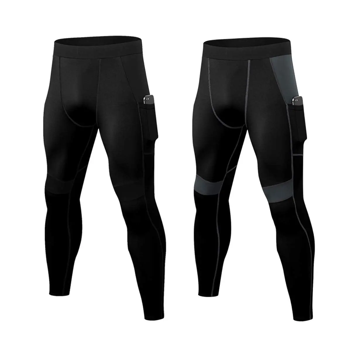 2 Pack Men's Compression Pants Workout Athletic Gym Leggings 4