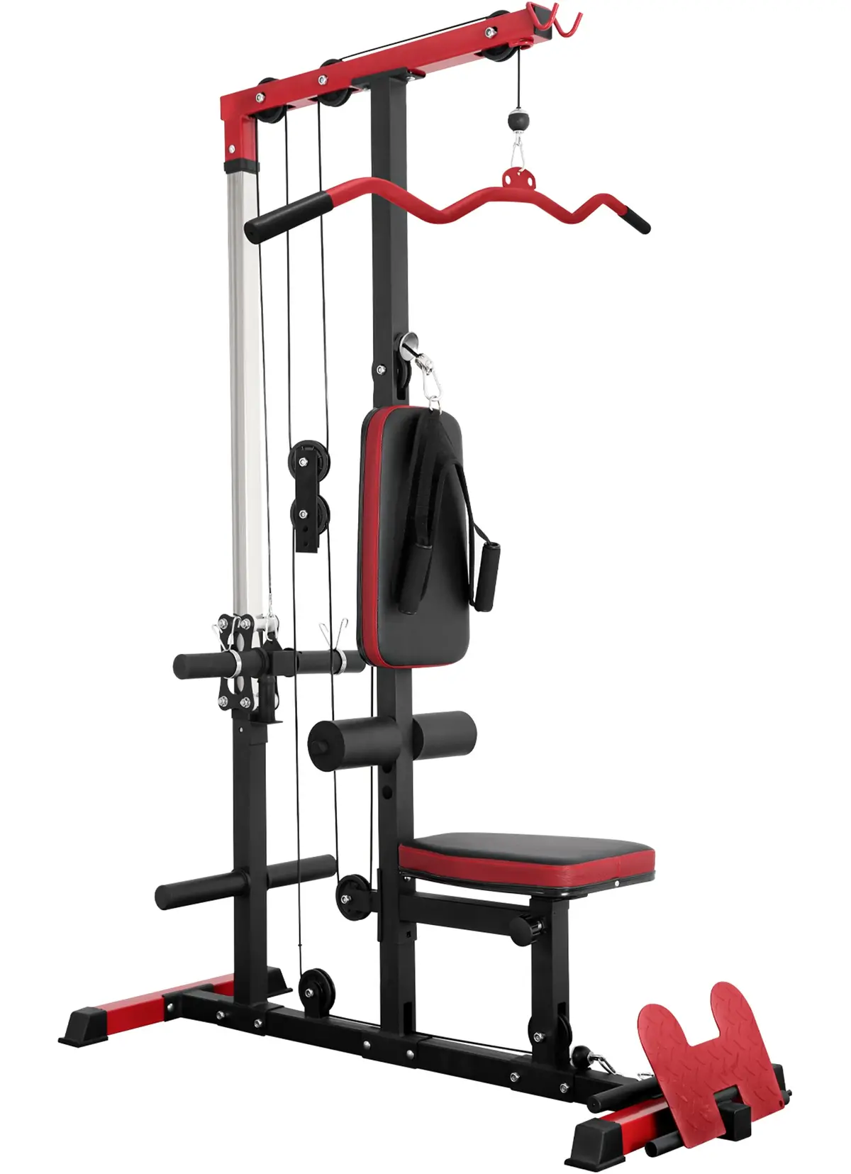 Pull-Down & Lat Row Cable Machine W/ Flip-Up Footplate & Plates Storage Post 1