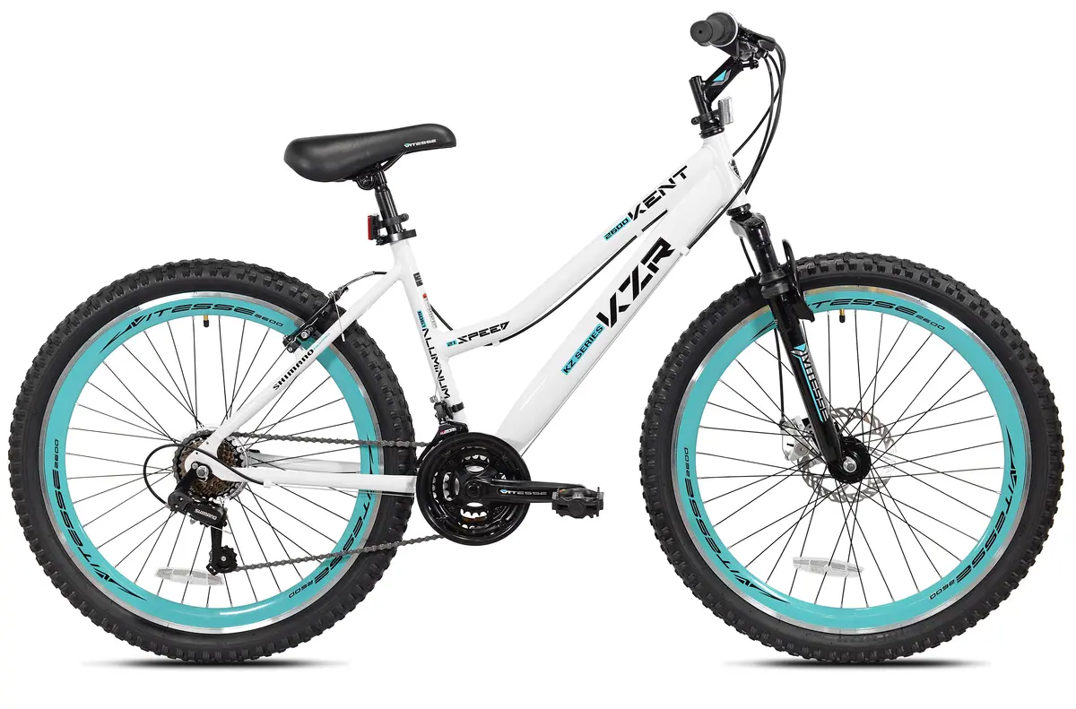 26 In. Kzr Mountain Women's Bike, White And Teal Rim 1