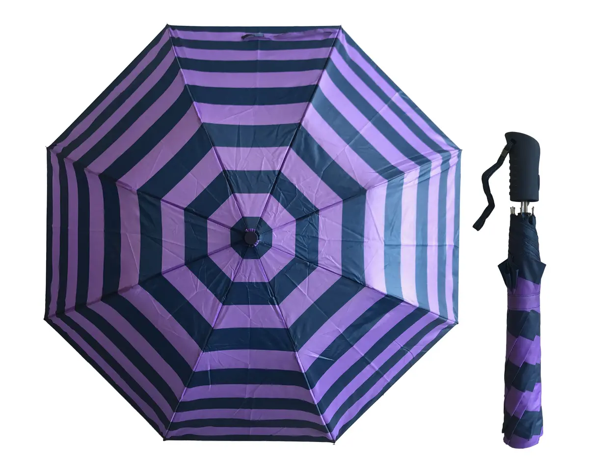 Misty Harbor Automatic Open Folding Umbrella Navy/Purple 1
