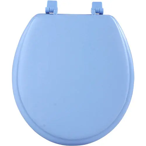 Lt Blue Soft Padded Toilet Seat Cushioned Standard Round Cover Premium Comfort 1