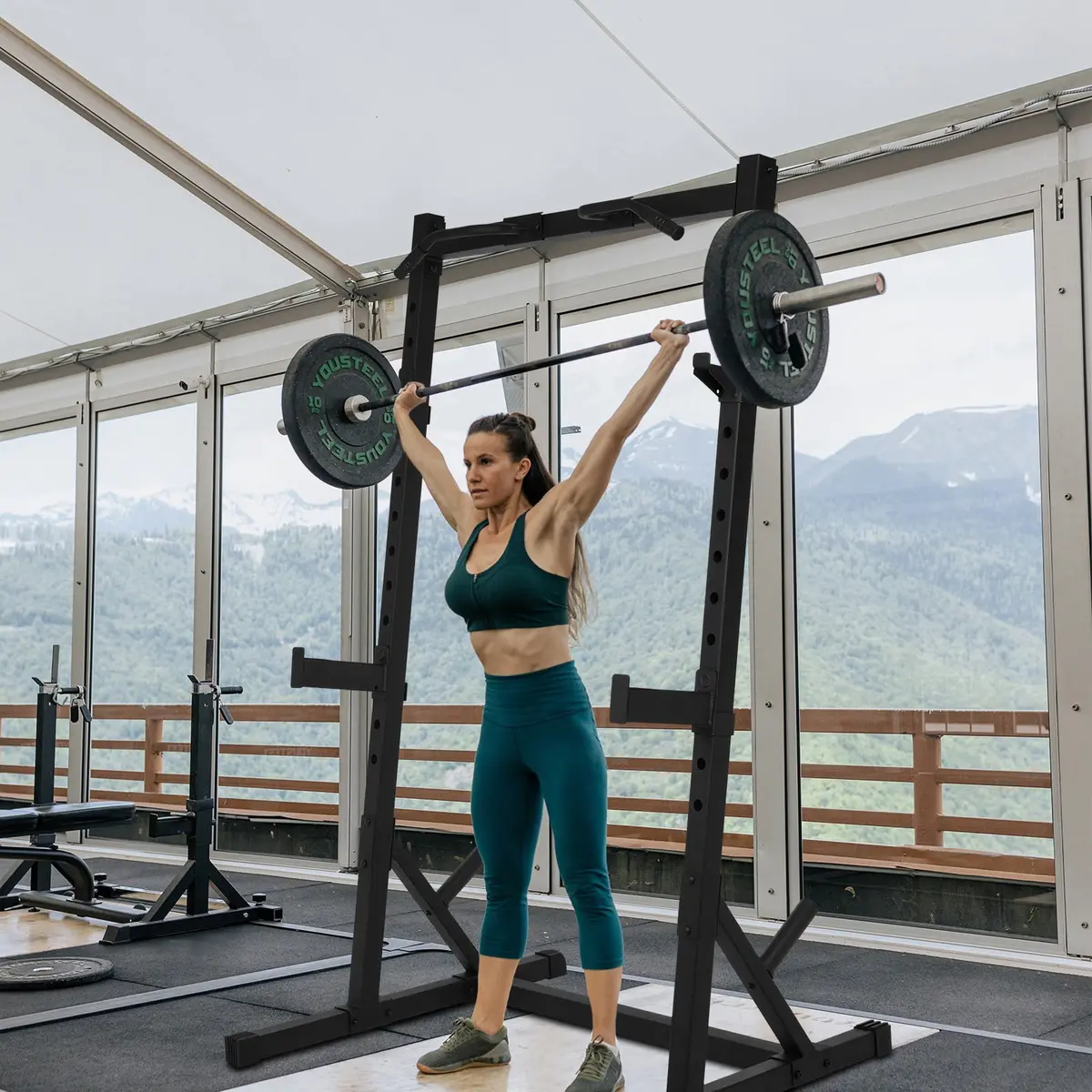 Adjustable Half-Frame Power Cage Multifunctional Squat Rack 1