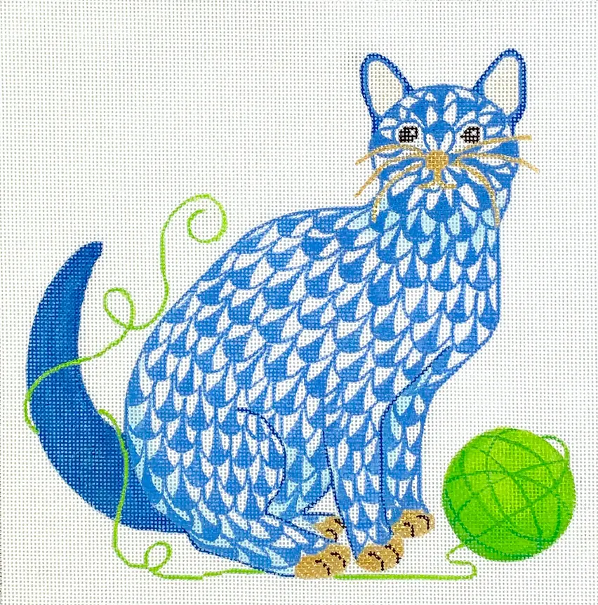Pl-514 Fishnet Cat With Yarn - Blue 1