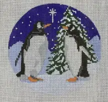 Kcd1028 Penguins With Christmas Tree 1