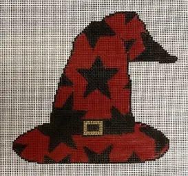Kcd1127 Stars On A Red Witch's Hat 1