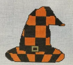 Kcd1128 Orange And Black Check Witch's Hat 1