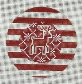Kcd1149r Reindeer Stripe Round - Red 1