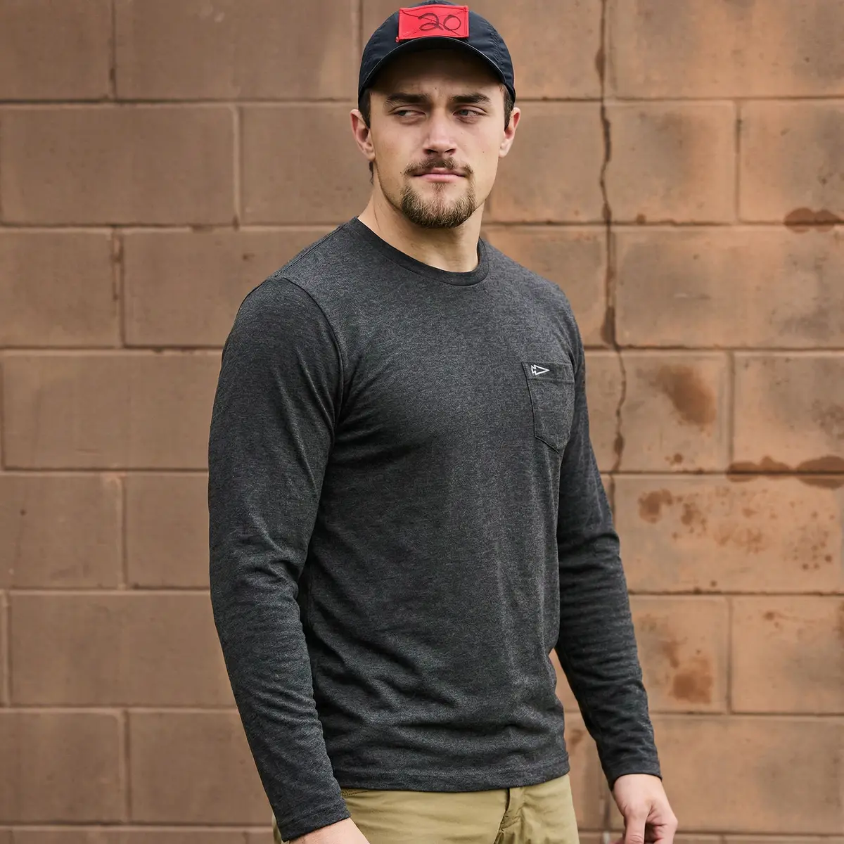 Men's Long Sleeve Pocket Tee - Tri-Blendx 1