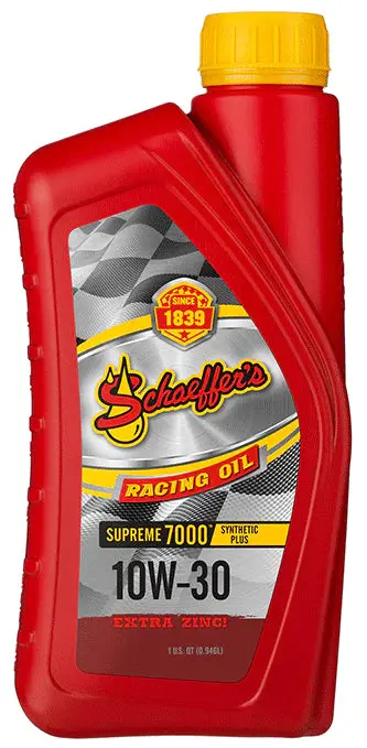 Schaeffer Manufacturing Co. 0709-006S Supreme 7000 Synthetic Plus Racing Engine Oil, 10W-30, 1 Quart Bottle 1