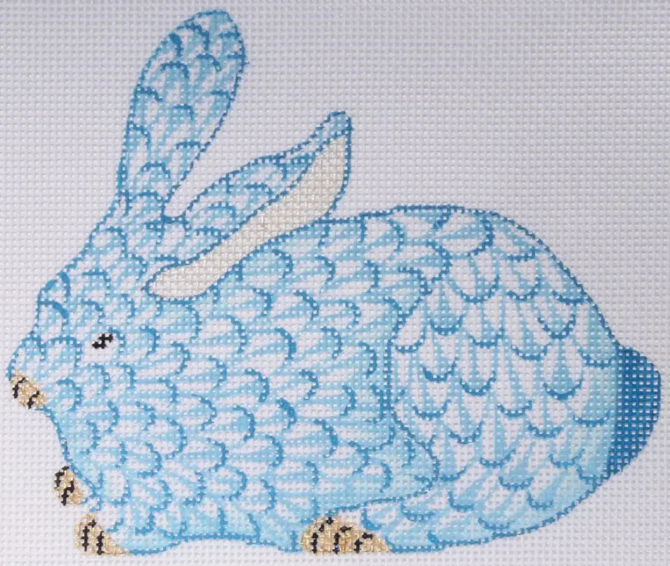 Om-147 Mini Fishnet Crouching Bunny - Blue 1