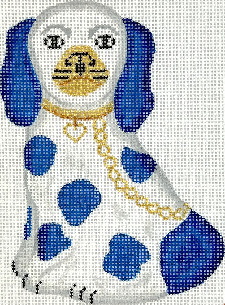 Om-315 Blue & White Mini Staffordshire Dog 1
