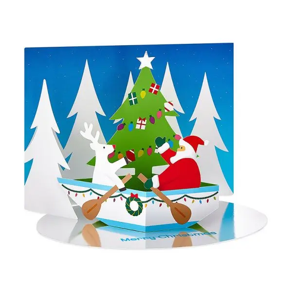 Pop-Up Holiday Card: Paddling Santa 1