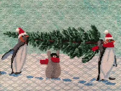 Penguins Carrying Christmas Tree Stitch Guide 1