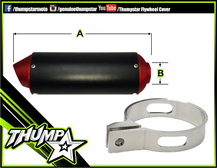 7285 | Exhaust | Muffler | 38Mm Inlet | Red Cnc Alloy 1