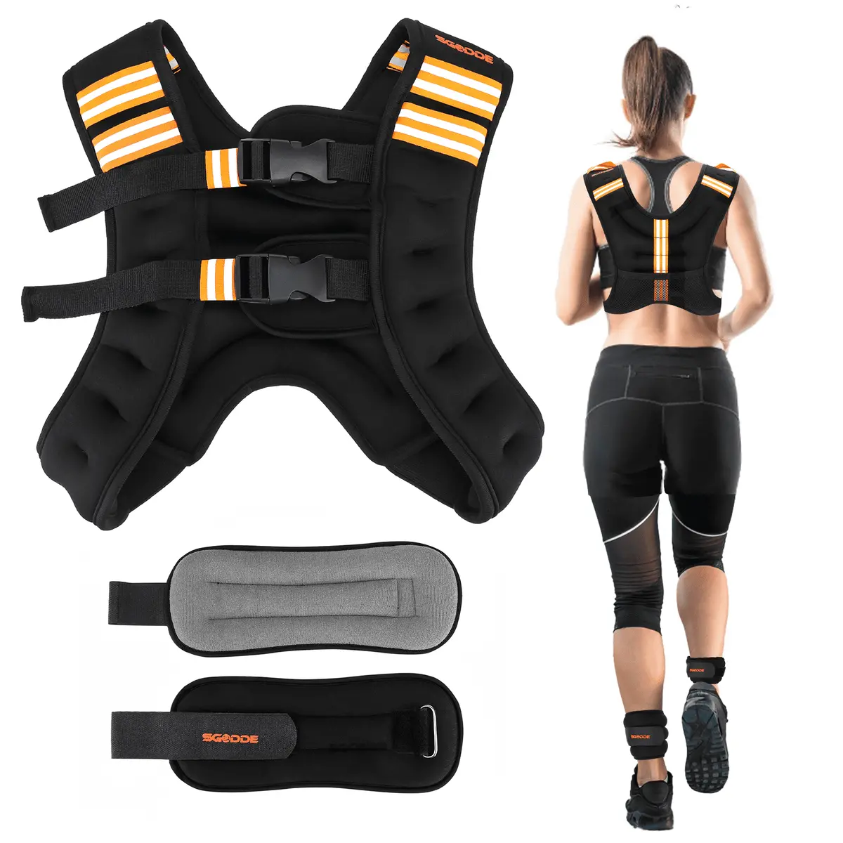 Adjustable Weighted Vest With Ankle Weight Strength Training 1