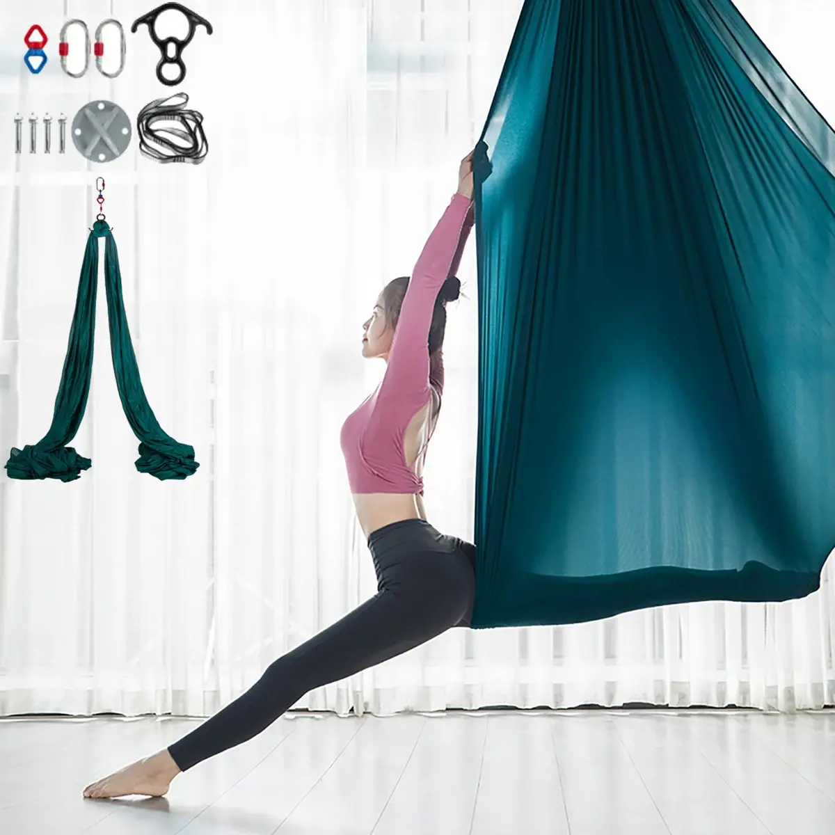 Yoga Swing Set 9.2 Ft. Antigravity Ceiling Hanging Yoga Sling 1