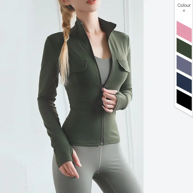 Wome's Zip Long Sleeve Workout Yoga Wear 1