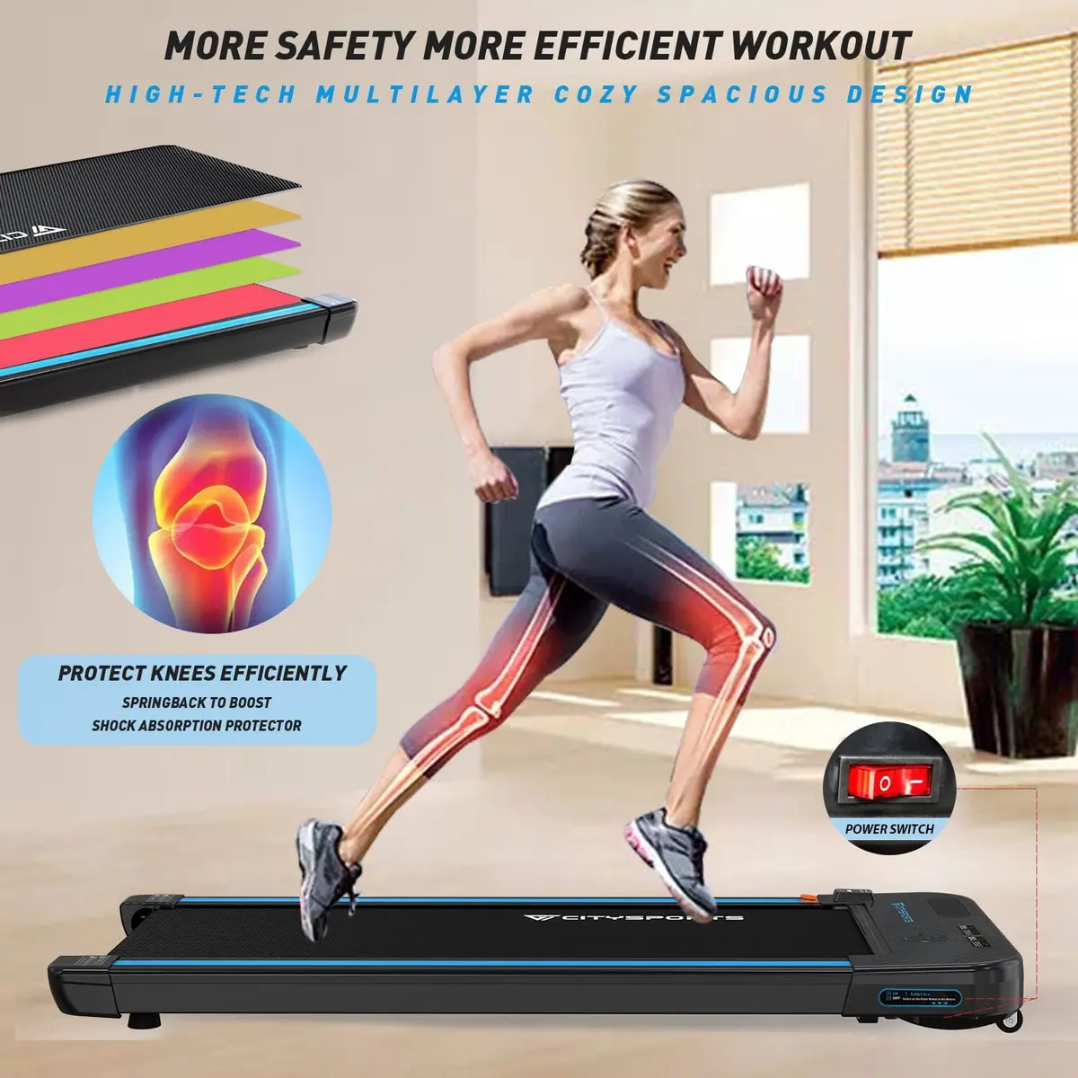 Gearstone Treadmills For Home, Walking Pad Treadmill W/ Audio Speakers 1