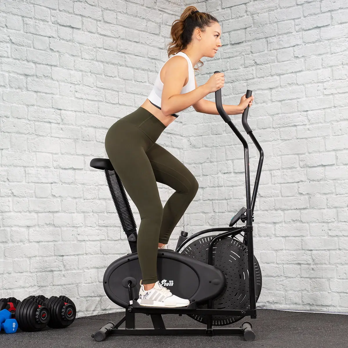 2-In-1 Elliptical Fan Bike Dual-Action Cross Trainer Machine Exercise Equipment W/ Lcd Monitor 1