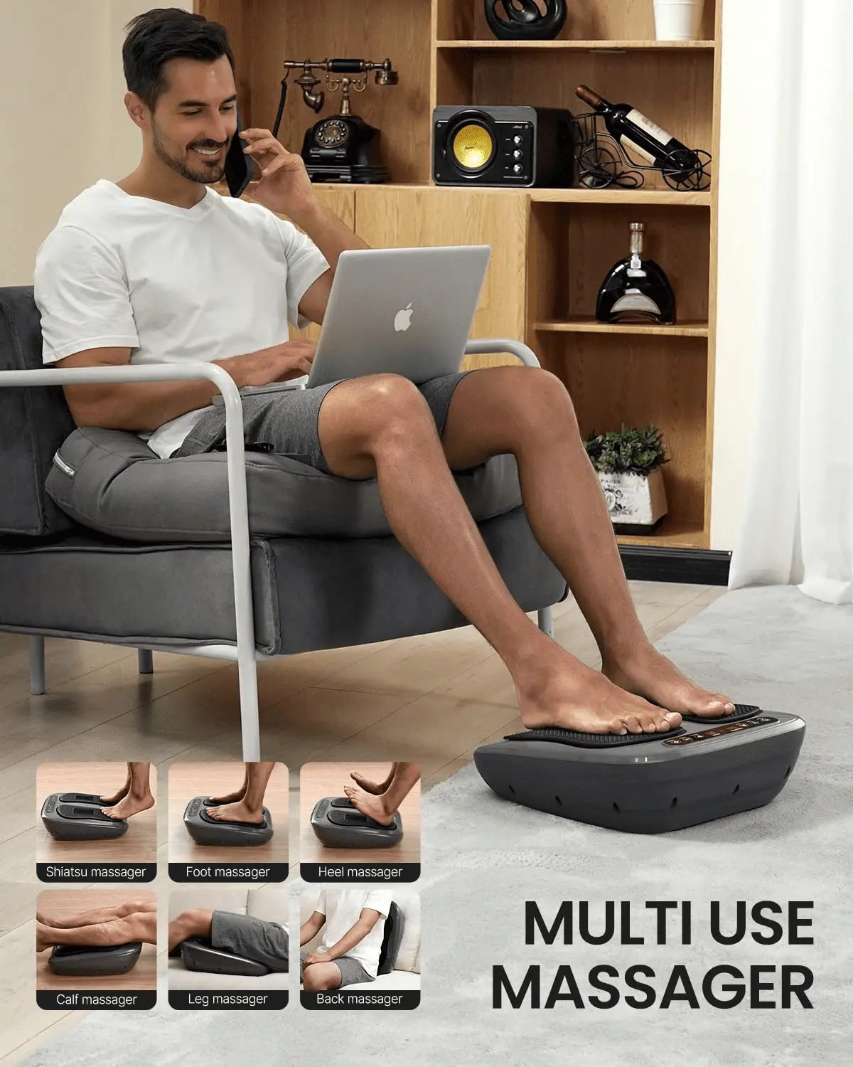 Feet & Back Massager W/ Vibrating Rolling Electric Shiatsu Massager 1