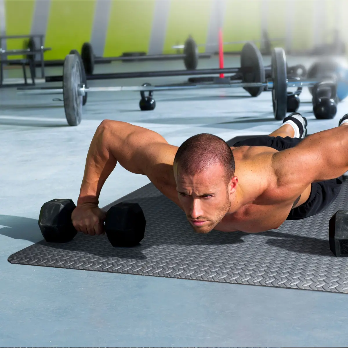 Barbell Rollup Antimicrobial Eva Foam Exercise Mat, Black, 7Mm 1