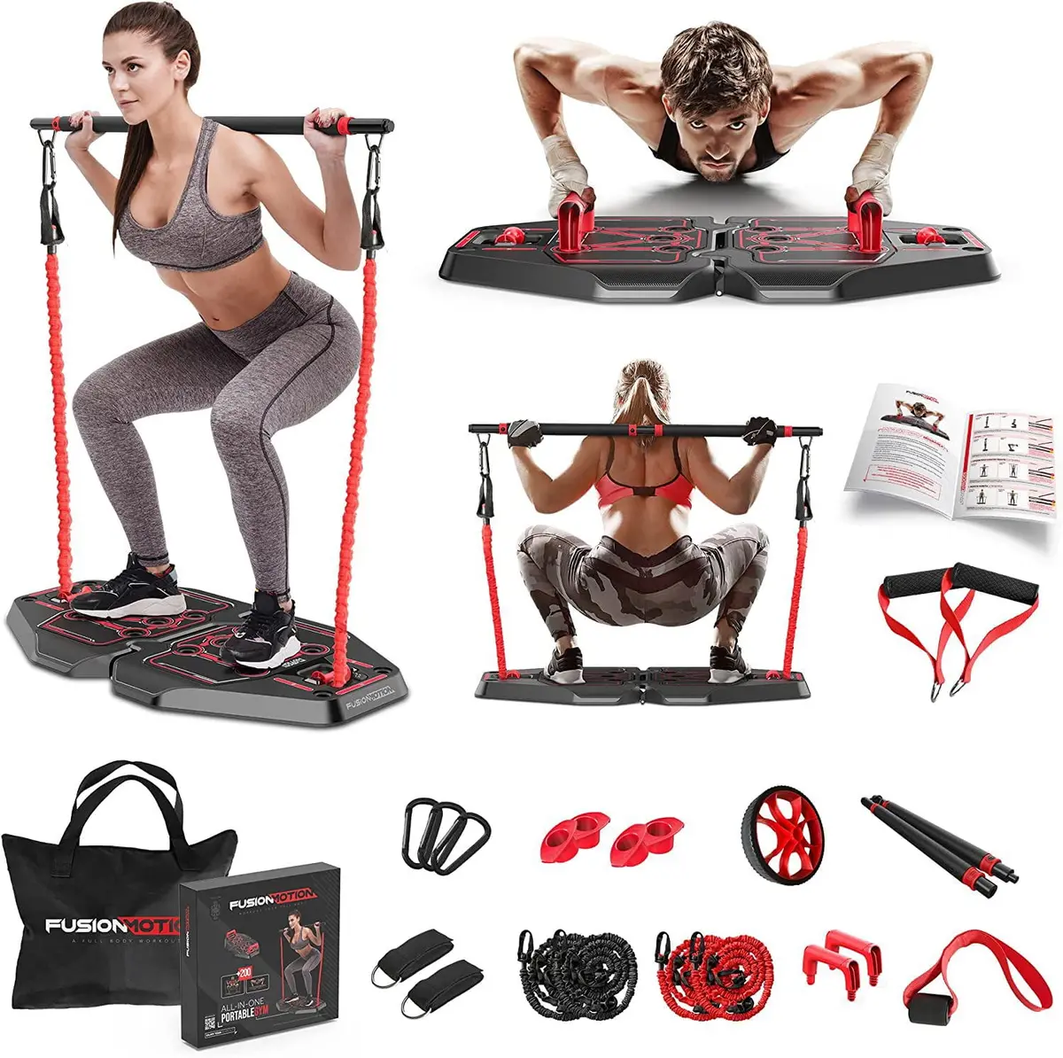 Portable Fitness Home Gym Equipment Kit W/ Push Up Board 1