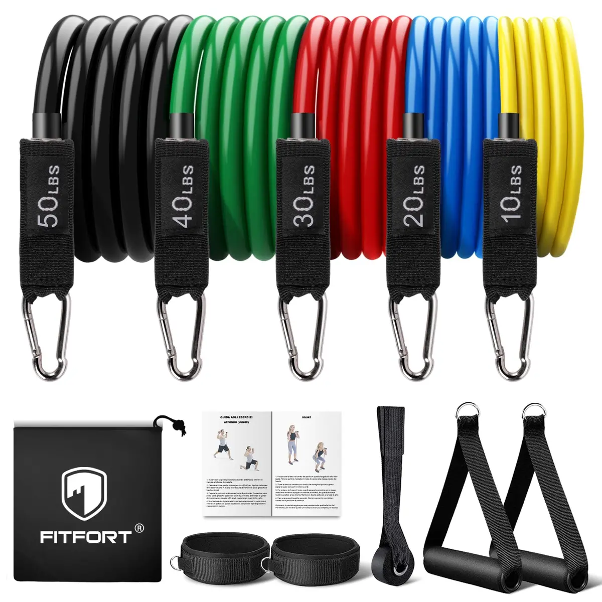 Exercise Workout Bands Up To 150Lb W/ Door Anchor & Handles For Strength 1