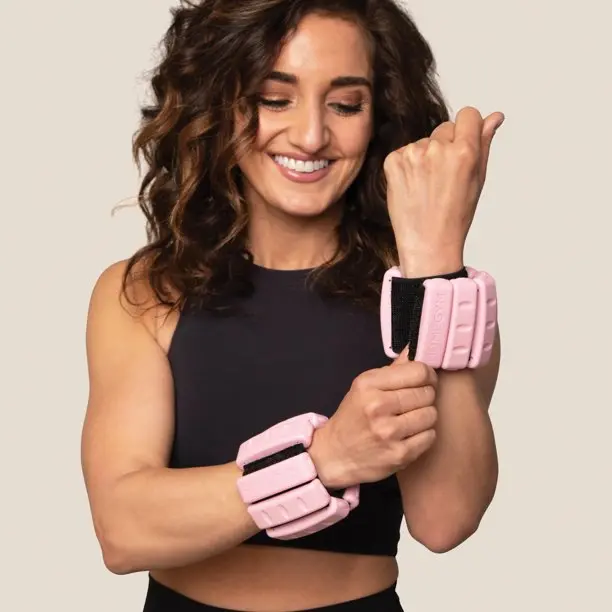 Adjustable Wrist, Ankle Weights, 2Lb Pair, Pink 1