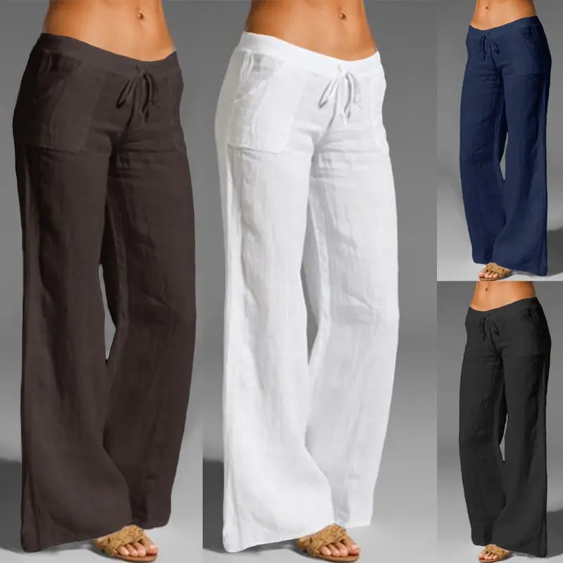 Women's Loose Long Pants Wide Leg Yoga Trousers 6