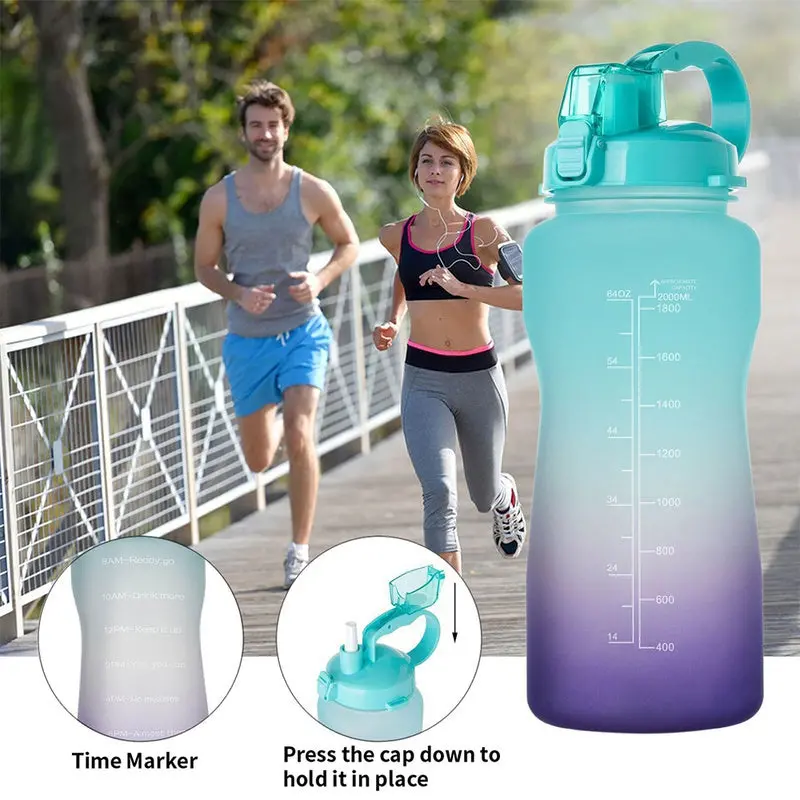 Sports Water Bottle W/ Straw Big Protein Shaker 1