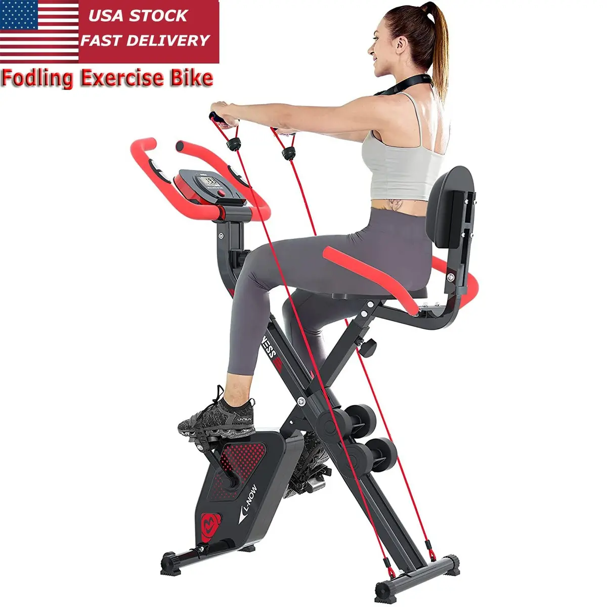 Folding Stationary Exercise Bike W/ Dumbbell 1