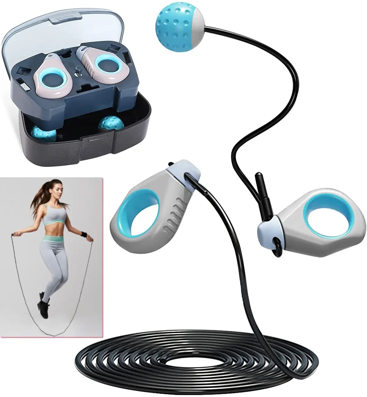 Fingertip Cordless Jump Rope With Weight Ball & 8" Rope 1
