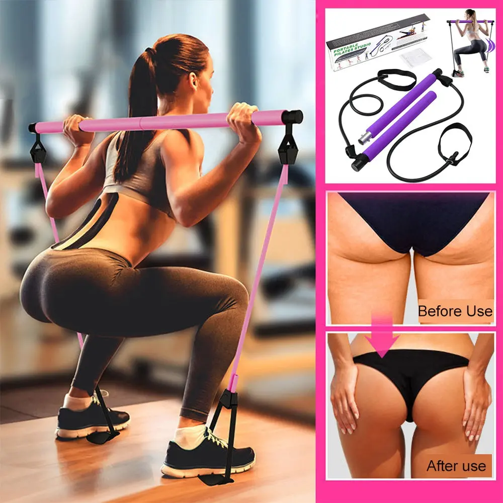 Fitness Yoga Pilates Bar Stick Resistance Band 1