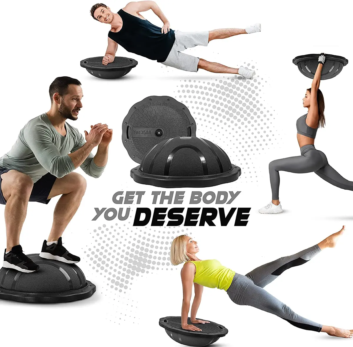 Half Ball Balance Trainer, 23 In, For Full Body Workout - Black Matte 1