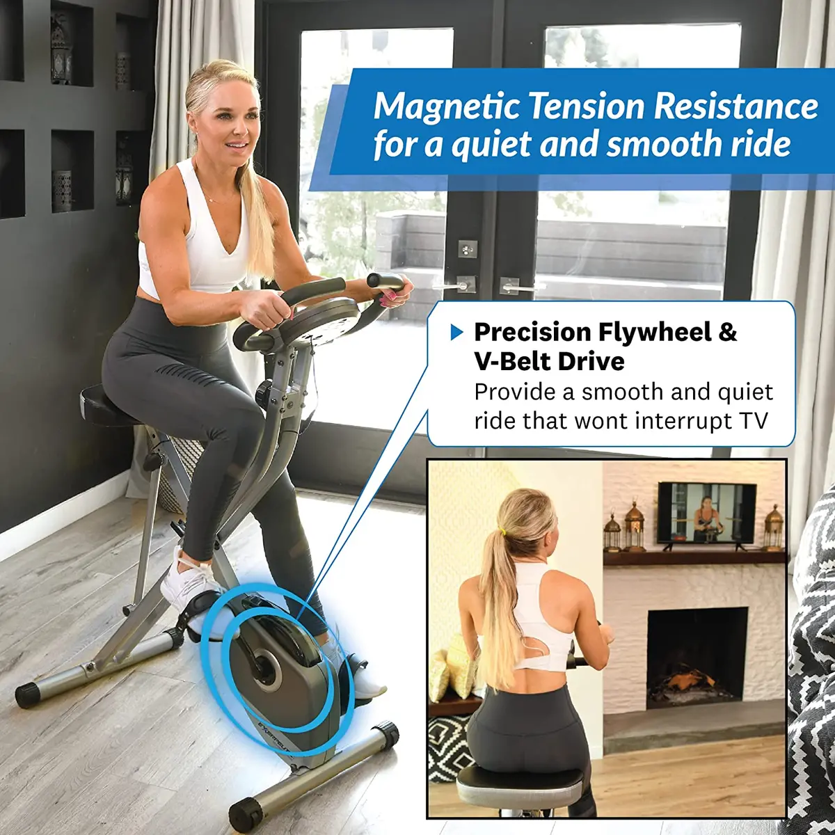 Exercise Bike Foldable W/  Heart Pulse Sensors & Lcd Monitor 1