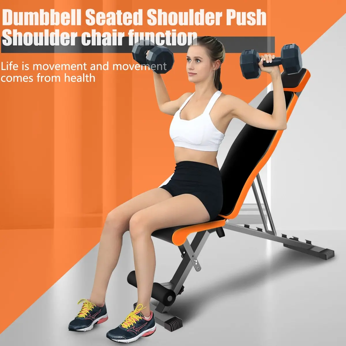 Folding Dumbbell Stool Adjustable Bench Exercise 1
