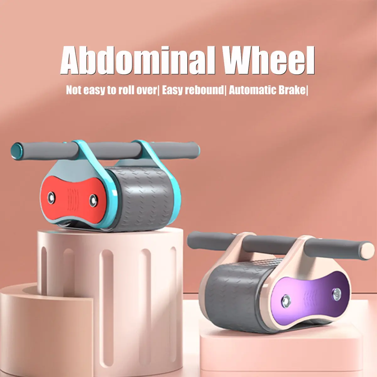 Ab Roller Fitness Equipment W/ Knee Pad Automatic Rebound 2