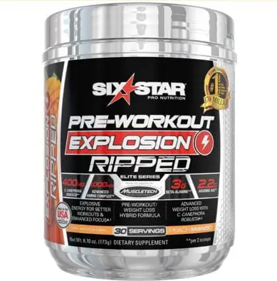 Six Star Pro Nutrition Ripped Pre-Workout + Weight Loss Powder 1