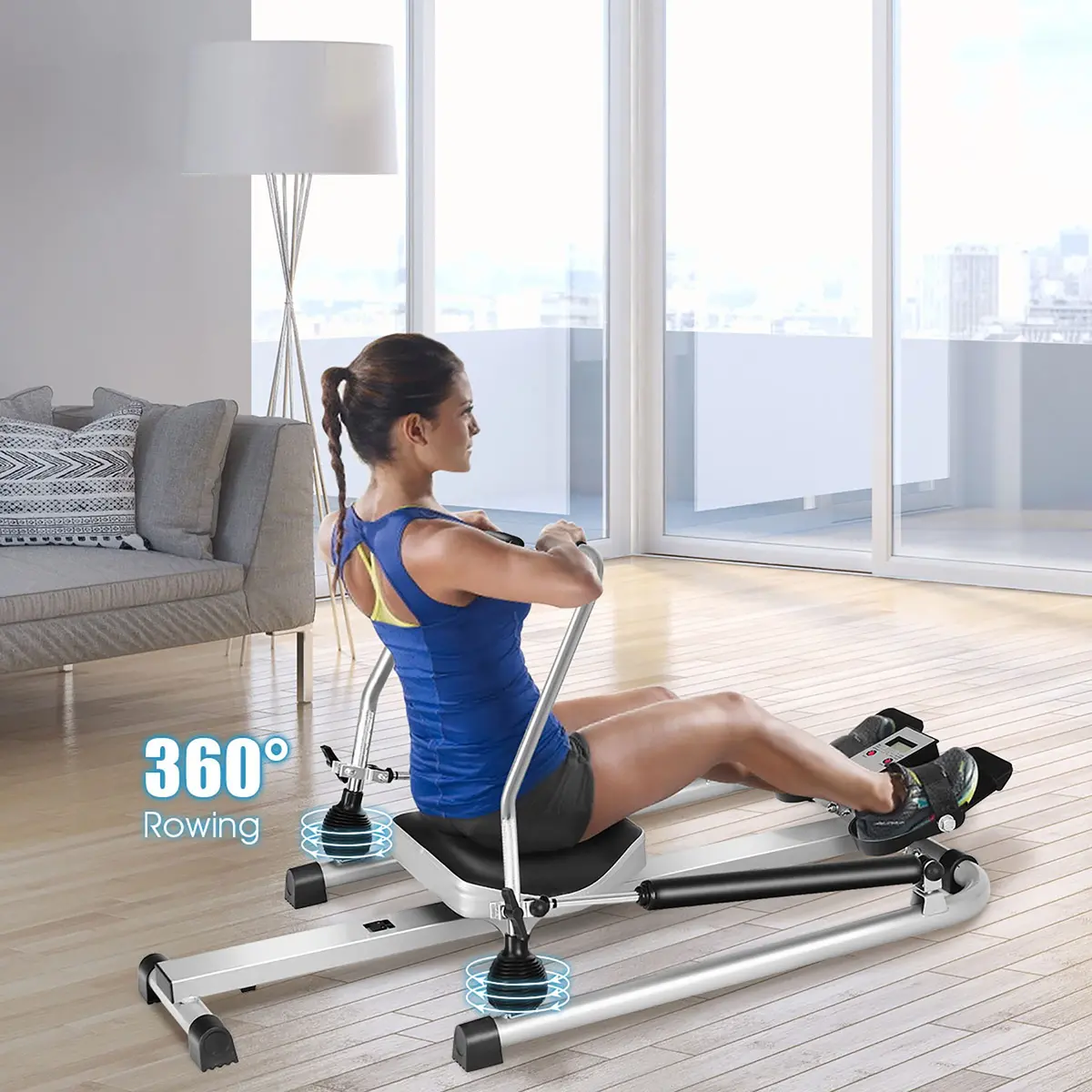 Rower W/ Lcd Monitor W/ Adjustable Double Hydraulic Resistance 1