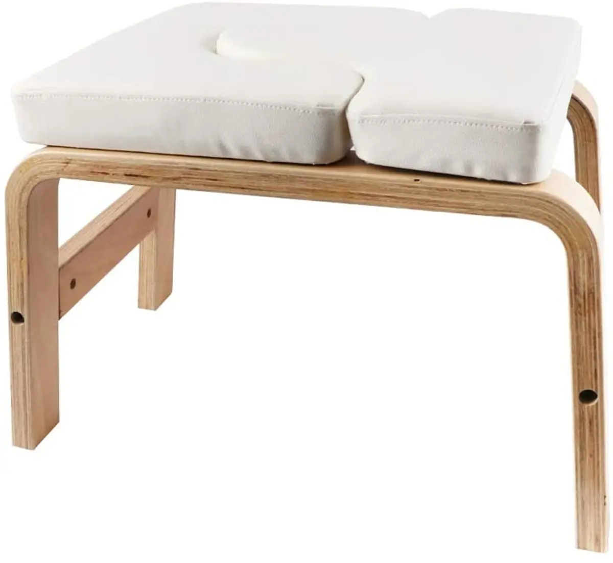 Yoga Headstand Bench Wood Pu Pad Steady Inversion Chair White 1