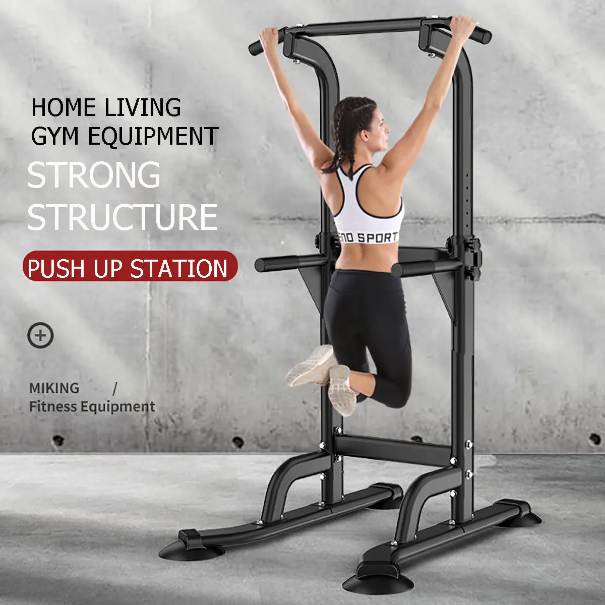 Adjustable Height Pull Up & Dip Exercise Workout Station 1