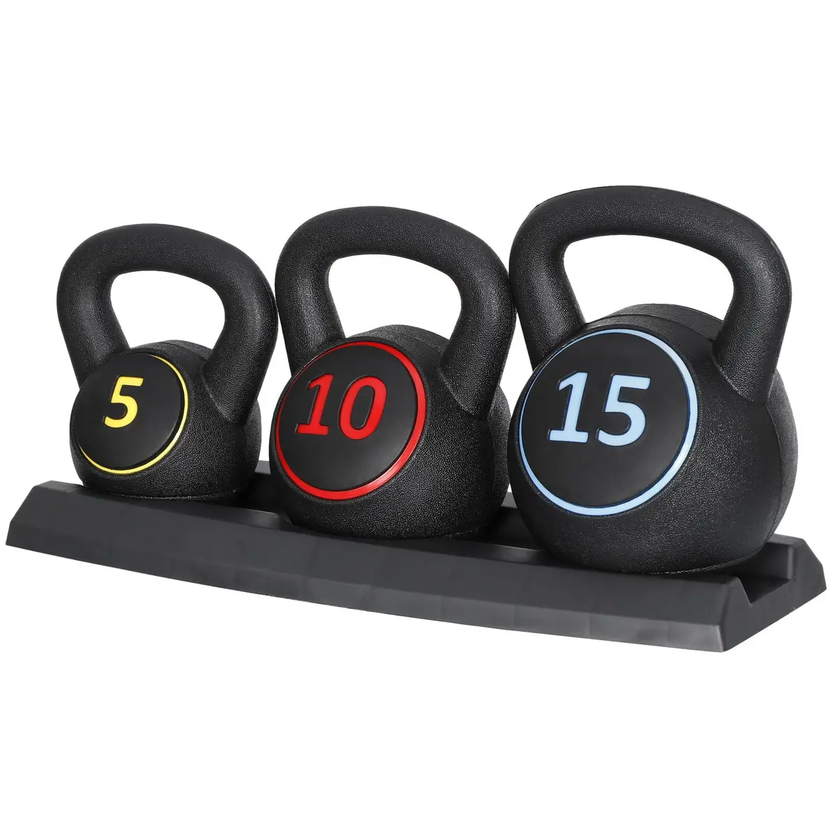 3-Piece Kettlebell Set W/ Storage Rack Home Gym Exercise Fitness Weights 1