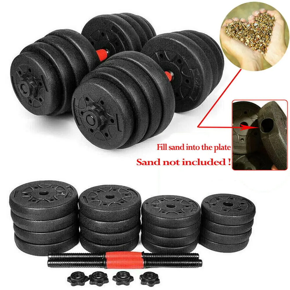 Weight Dumbbell Set Adjustable Gym Barbell Plates Body Workout 1